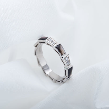 [Lume Jewelry]SERPENTI RING SILVER  DIAMOND BLACK MOP 3MM