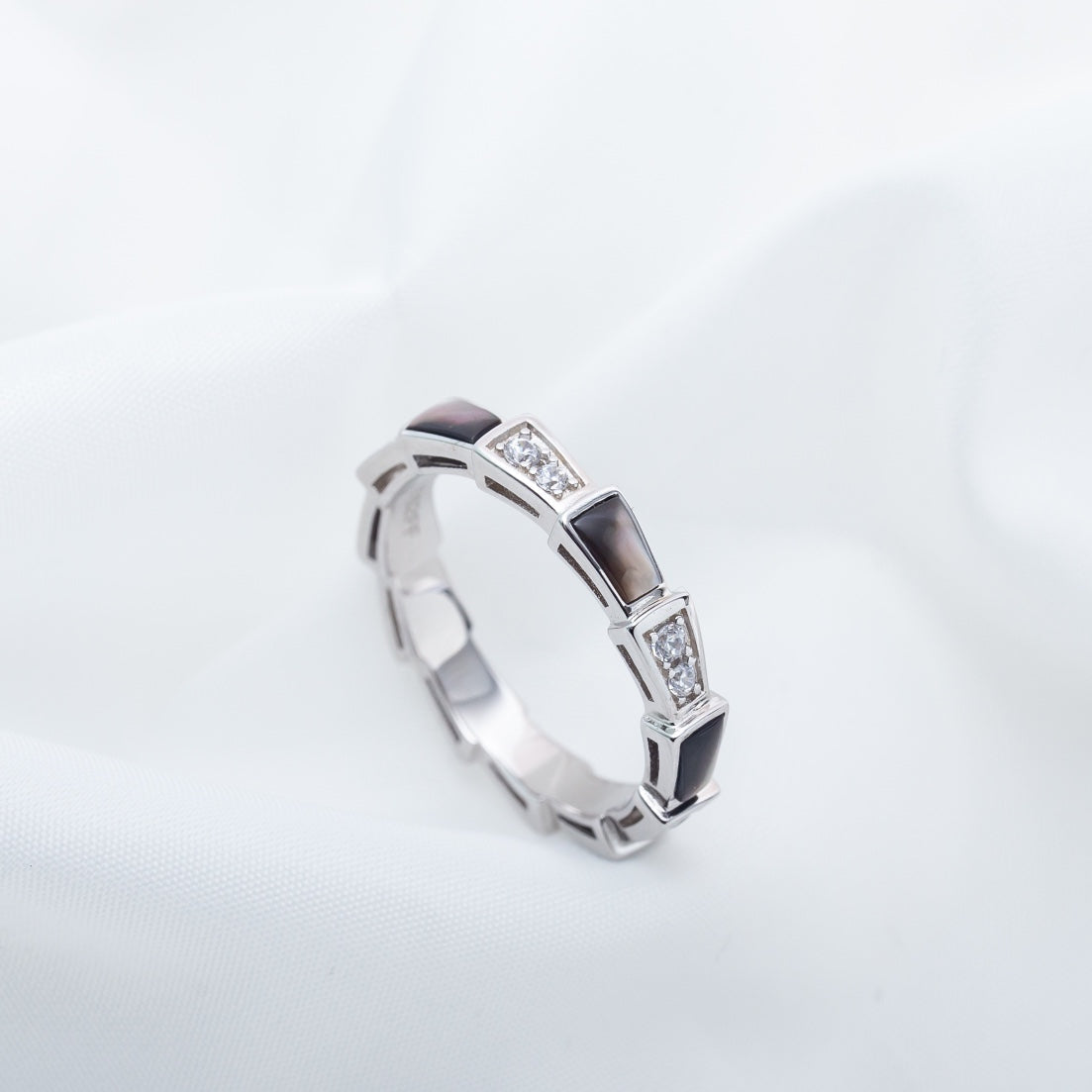 [Lume Jewelry]SERPENTI RING SILVER  DIAMOND BLACK MOP 3MM
