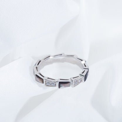 [Lume Jewelry]SERPENTI RING SILVER  DIAMOND BLACK MOP 3MM