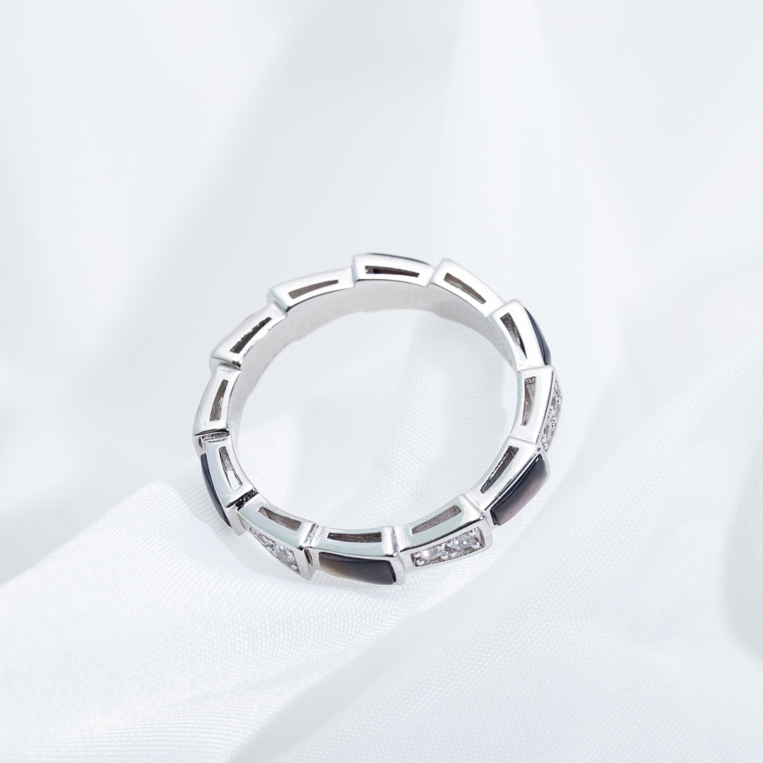 [Lume Jewelry]SERPENTI RING SILVER  DIAMOND BLACK MOP 3MM