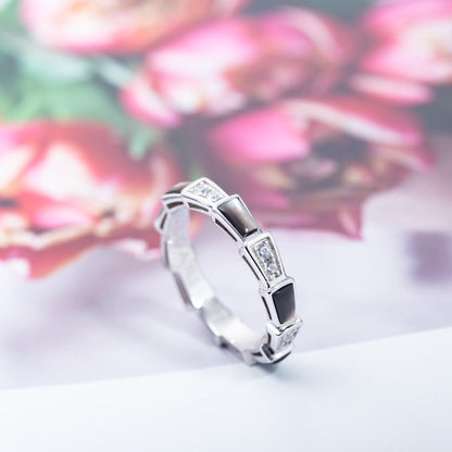 [Lume Jewelry]SERPENTI RING SILVER  DIAMOND BLACK MOP 3MM