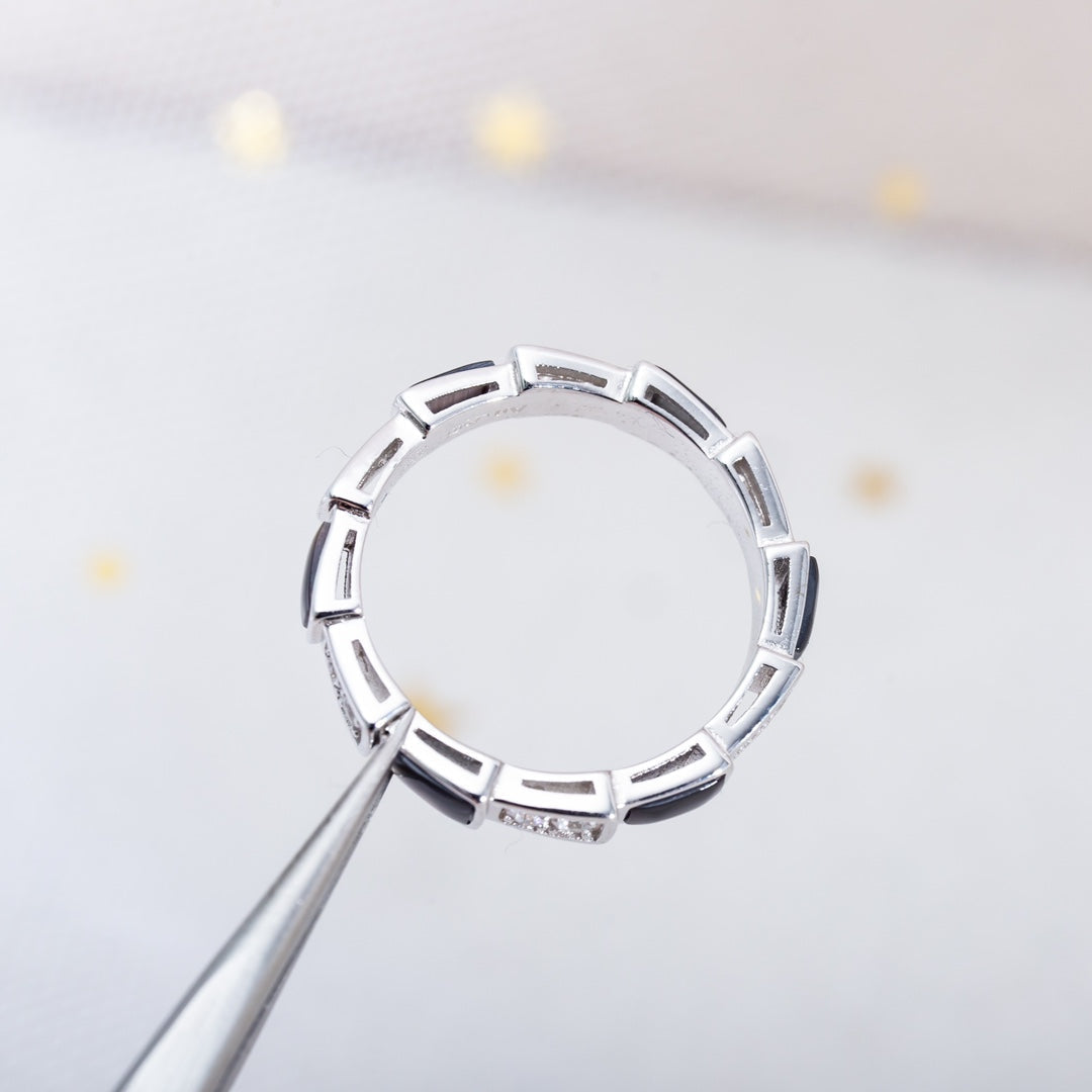 [Lume Jewelry]SERPENTI RING SILVER  DIAMOND BLACK MOP 3MM