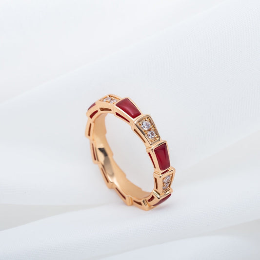 [Lume Jewelry]SERPENTI RING PINK GOLD CARNELIAN DIAMOND 3MM