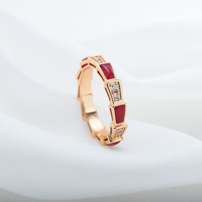 [Lume Jewelry]SERPENTI RING PINK GOLD CARNELIAN DIAMOND 3MM