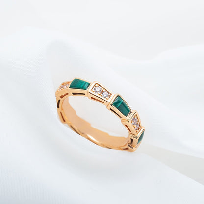 [Lume Jewelry]SERPENTI RING PINK GOLD MALACHITE DIAMOND 3MM