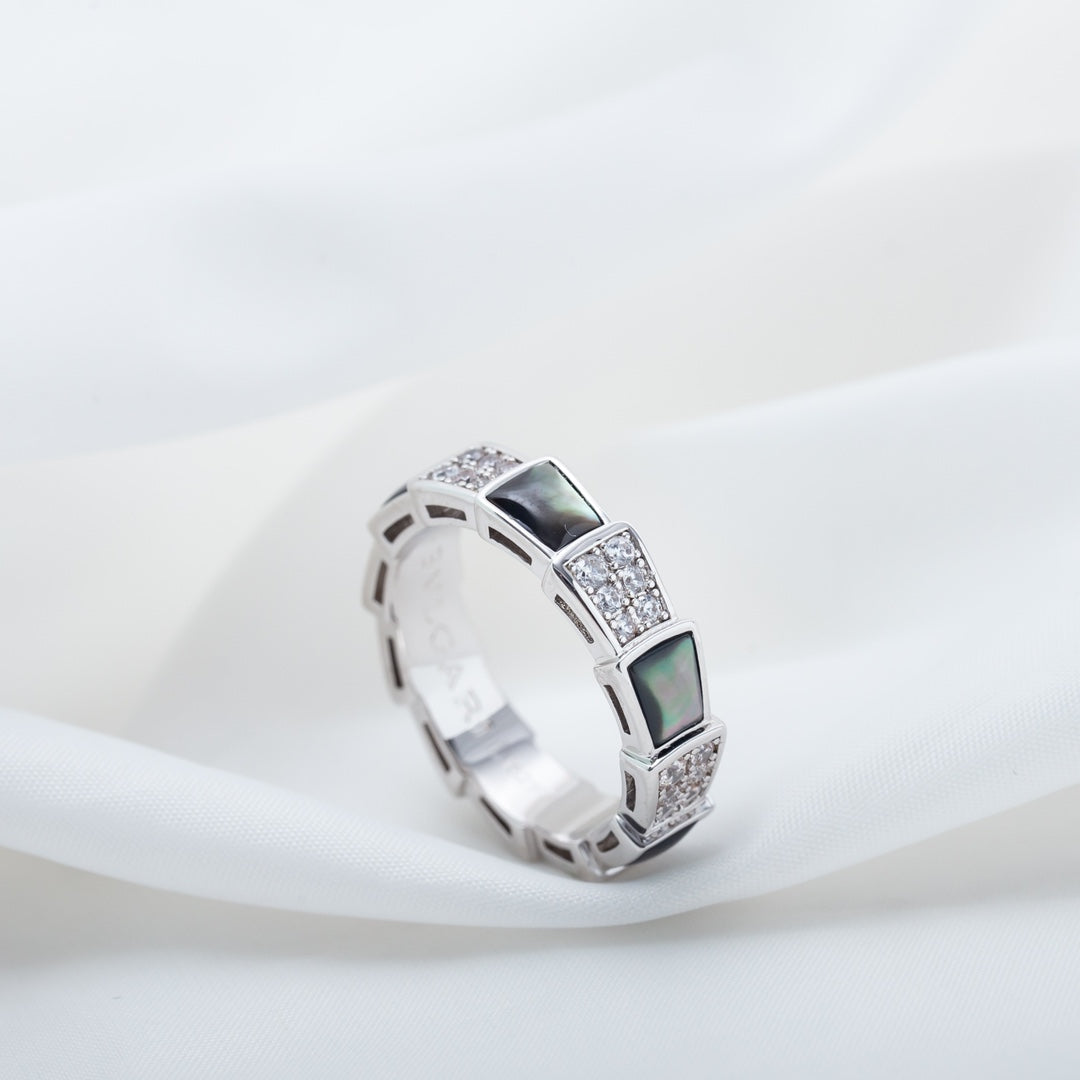 [Lume Jewelry]SERPENTI RING SILVER DIAMOND BLACK MOP 4MM