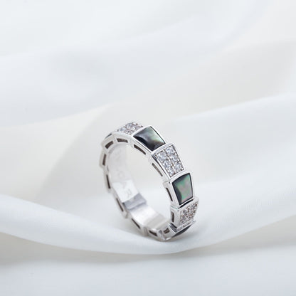 [Lume Jewelry]SERPENTI RING SILVER DIAMOND BLACK MOP 4MM