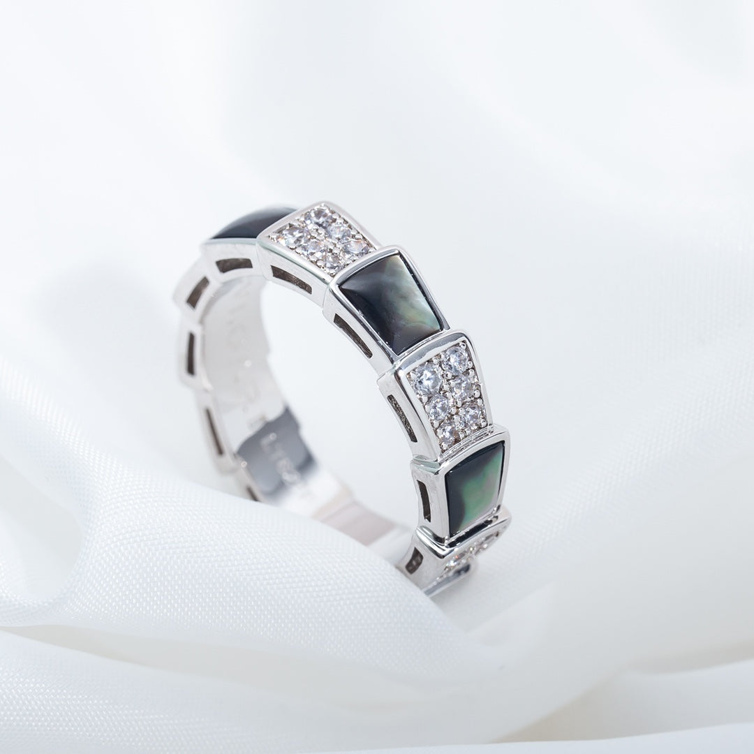 [Lume Jewelry]SERPENTI RING SILVER DIAMOND BLACK MOP 4MM