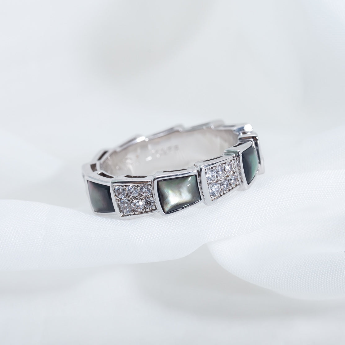 [Lume Jewelry]SERPENTI RING SILVER DIAMOND BLACK MOP 4MM