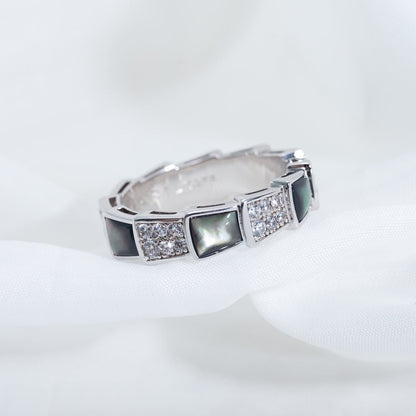 [Lume Jewelry]SERPENTI RING SILVER DIAMOND BLACK MOP 4MM