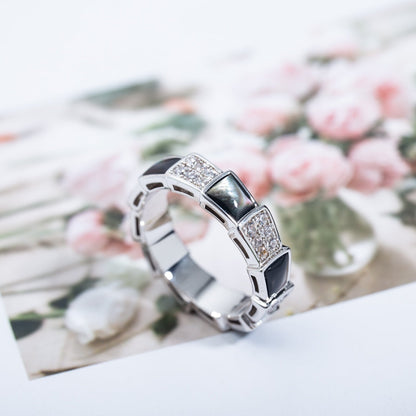 [Lume Jewelry]SERPENTI RING SILVER DIAMOND BLACK MOP 4MM
