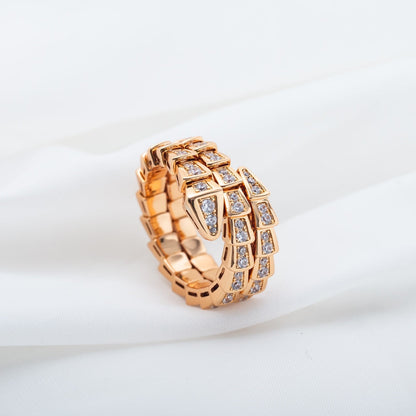 [Lume Jewelry]SERPENTI RING PINK GOLD DIAMOND DOUBLE ROW
