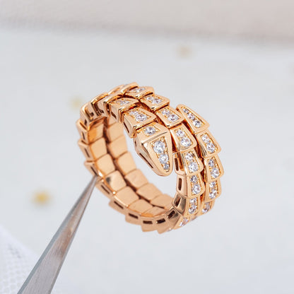 [Lume Jewelry]SERPENTI RING PINK GOLD DIAMOND DOUBLE ROW