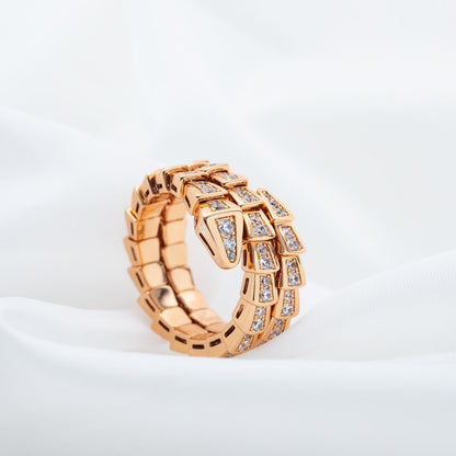 [Lume Jewelry]SERPENTI RING PINK GOLD DIAMOND DOUBLE ROW
