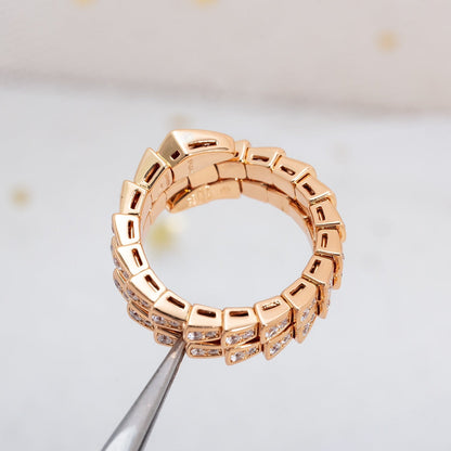 [Lume Jewelry]SERPENTI RING PINK GOLD DIAMOND DOUBLE ROW