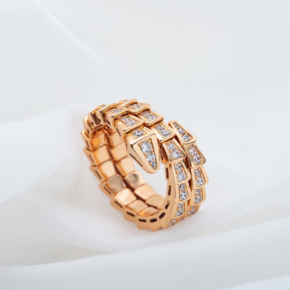 [Lume Jewelry]SERPENTI RING PINK GOLD DIAMOND DOUBLE ROW