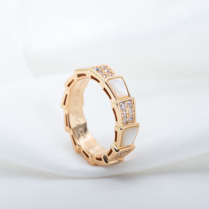 [Lume Jewelry]SERPENTI RING PINK GOLD MOP DIAMOND PAVED 4MM