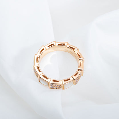 [Lume Jewelry]SERPENTI RING PINK GOLD MOP DIAMOND PAVED 4MM