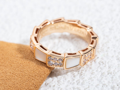 [Lume Jewelry]SERPENTI RING PINK GOLD MOP DIAMOND PAVED 4MM