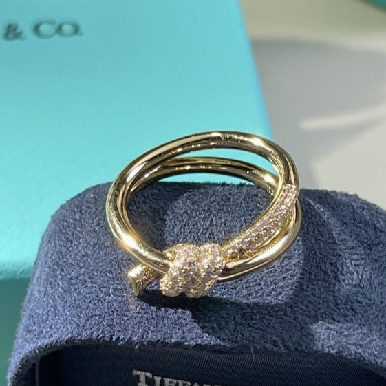[Lume Jewelry]KNOT RING DOUBLE ROW GOLD DIAMOND