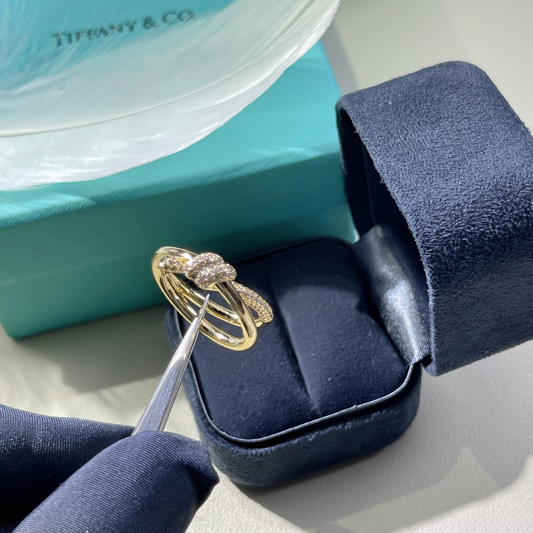 [Lume Jewelry]KNOT RING DOUBLE ROW GOLD DIAMOND