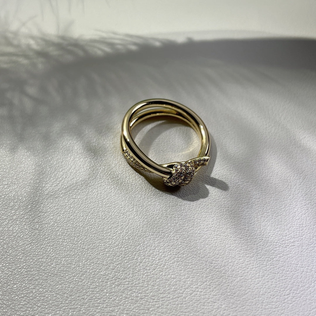 [Lume Jewelry]KNOT RING DOUBLE ROW GOLD DIAMOND