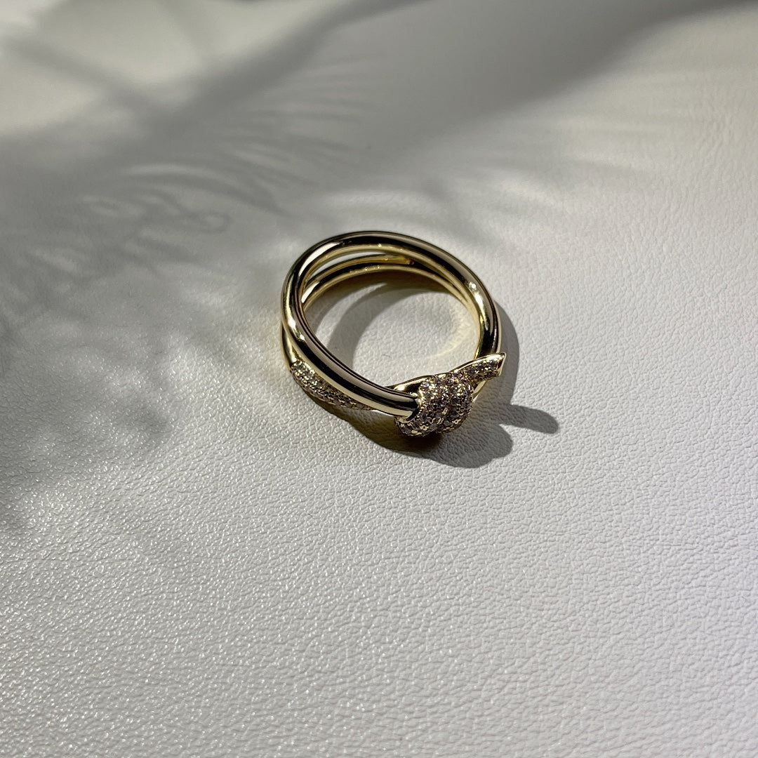 [Lume Jewelry]KNOT RING DOUBLE ROW GOLD DIAMOND