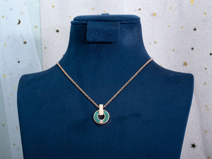 [Lume Jewelry]GARI NECKLACE PINK GOLD MALACHITE