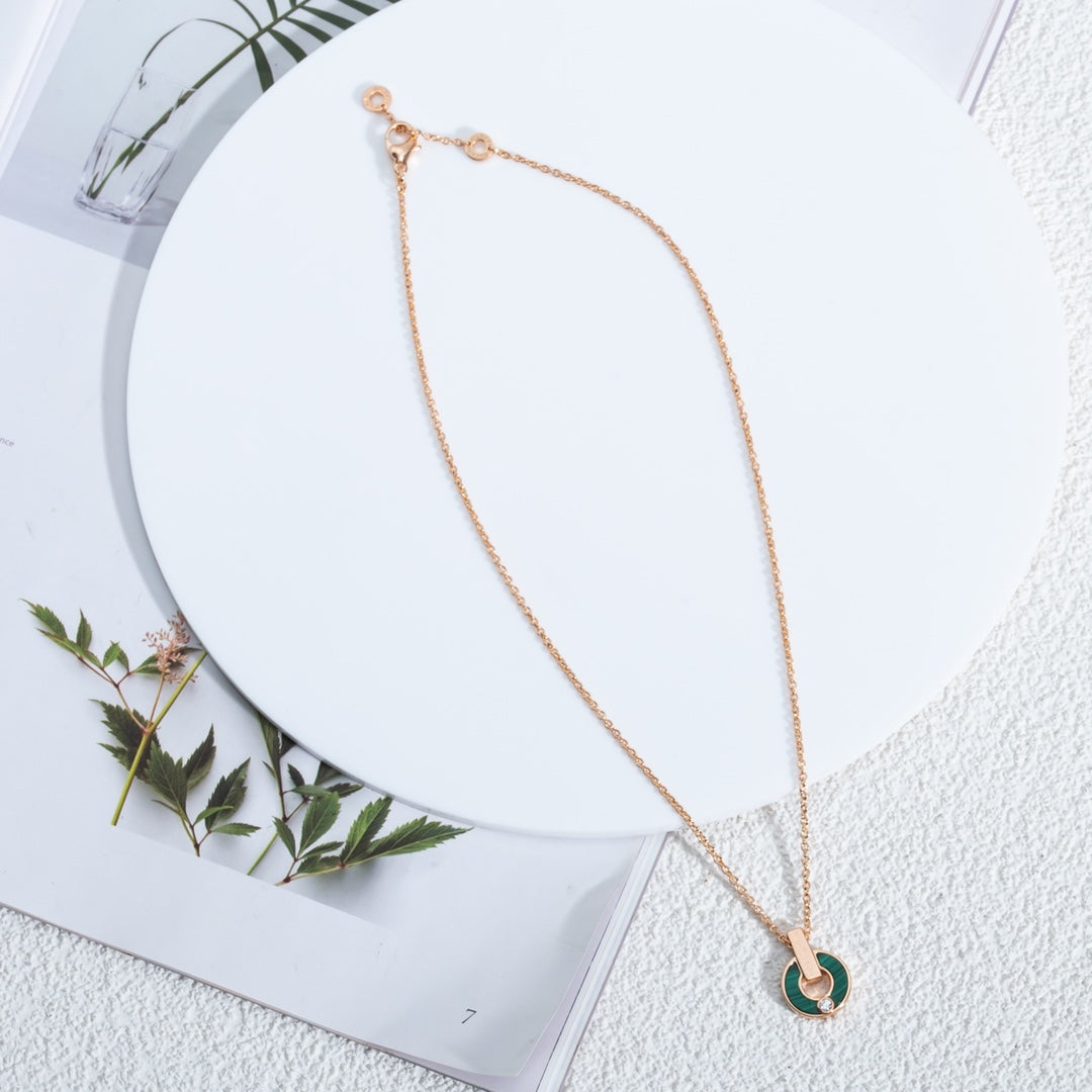 [Lume Jewelry]GARI NECKLACE PINK GOLD MALACHITE
