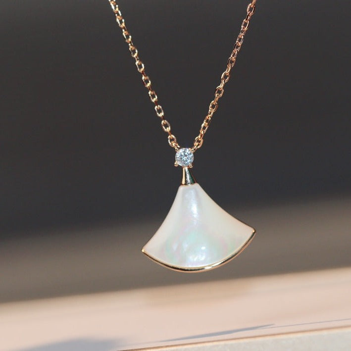 [Lume Jewelry]DREAM NECKLACE WHITE MOP PINK GOLD 1 DIAMOND