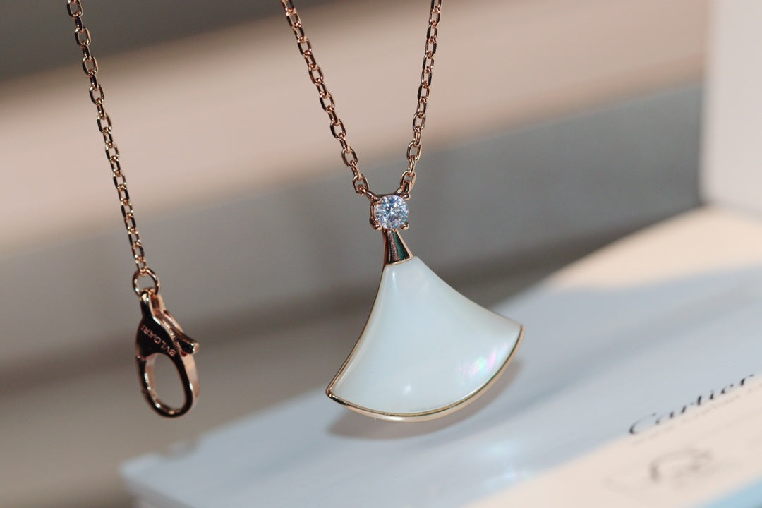 [Lume Jewelry]DREAM NECKLACE WHITE MOP PINK GOLD 1 DIAMOND