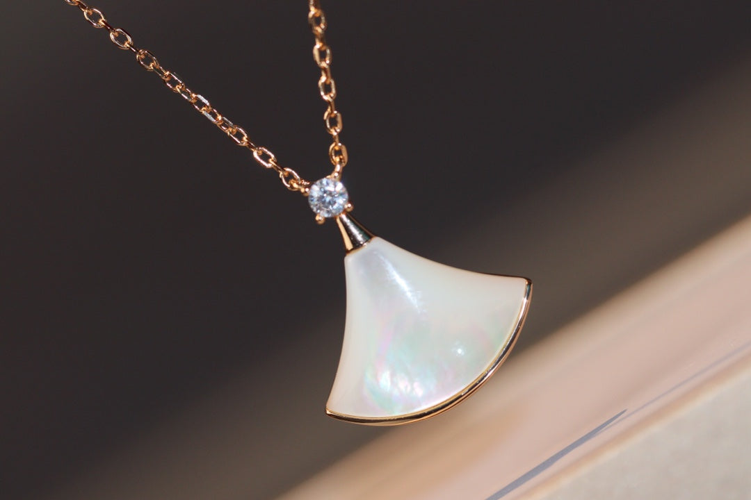 [Lume Jewelry]DREAM NECKLACE WHITE MOP PINK GOLD 1 DIAMOND