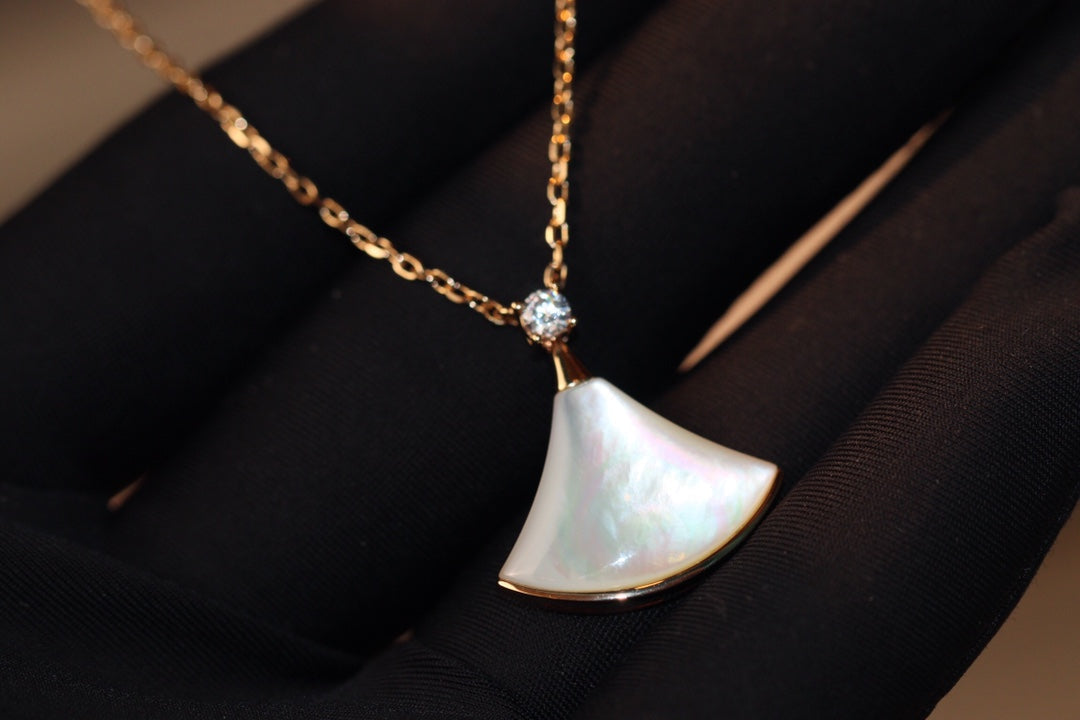 [Lume Jewelry]DREAM NECKLACE WHITE MOP PINK GOLD 1 DIAMOND