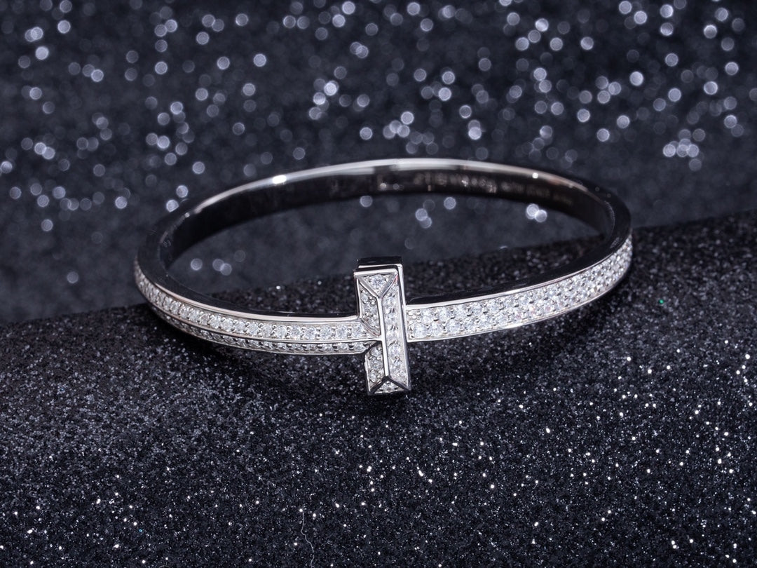 [Lume Jewelry]WIDE DIAMONDS HINGED BANGLE SILVER