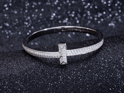 [Lume Jewelry]WIDE DIAMONDS HINGED BANGLE SILVER
