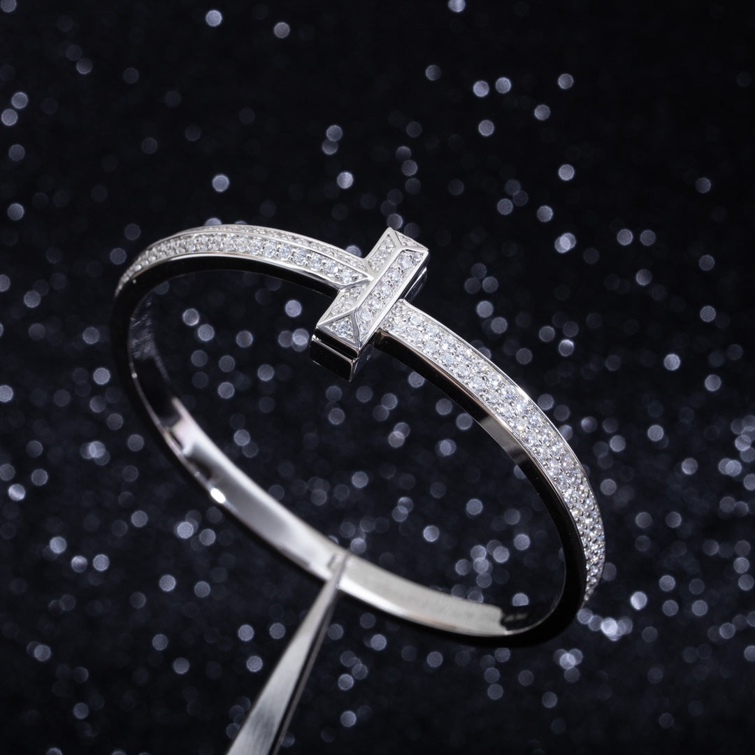 [Lume Jewelry]WIDE DIAMONDS HINGED BANGLE SILVER