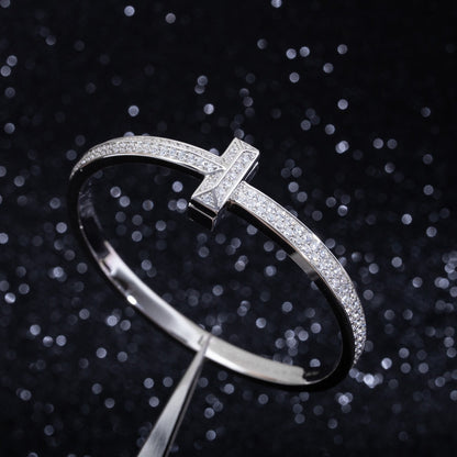 [Lume Jewelry]WIDE DIAMONDS HINGED BANGLE SILVER