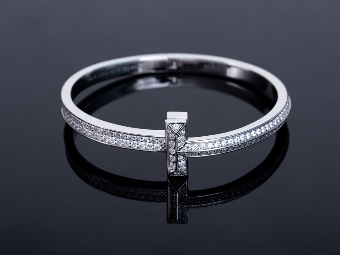 [Lume Jewelry]WIDE DIAMONDS HINGED BANGLE SILVER