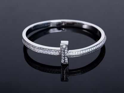 [Lume Jewelry]WIDE DIAMONDS HINGED BANGLE SILVER