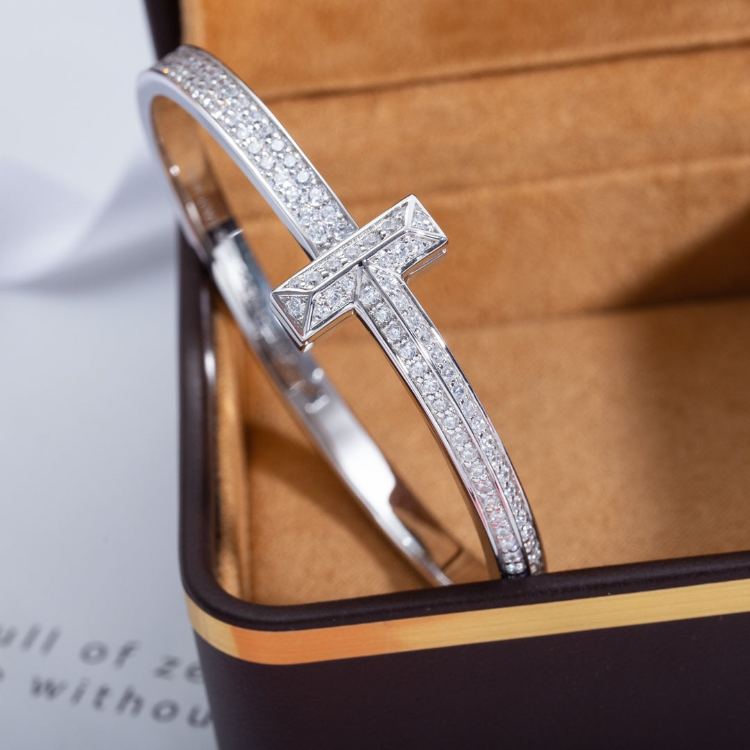 [Lume Jewelry]WIDE DIAMONDS HINGED BANGLE SILVER