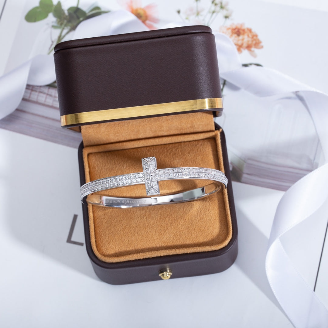 [Lume Jewelry]WIDE DIAMONDS HINGED BANGLE SILVER