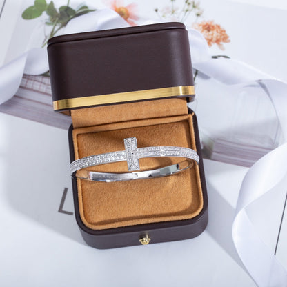 [Lume Jewelry]WIDE DIAMONDS HINGED BANGLE SILVER
