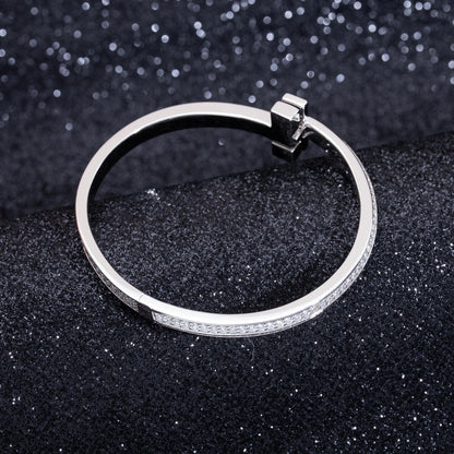 [Lume Jewelry]WIDE DIAMONDS HINGED BANGLE SILVER