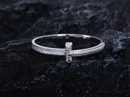 [Lume Jewelry]WIDE DIAMONDS HINGED BANGLE SILVER