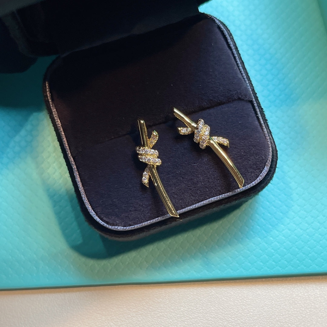 [Lume Jewelry]KNOT EARRINGS GOLD DIAMOND