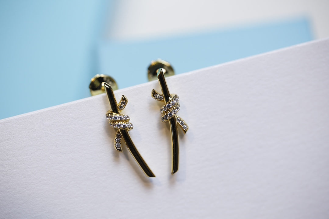 [Lume Jewelry]KNOT EARRINGS GOLD DIAMOND