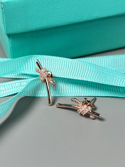 [Lume Jewelry]KNOT EARRINGS PINK GOLD DIAMOND