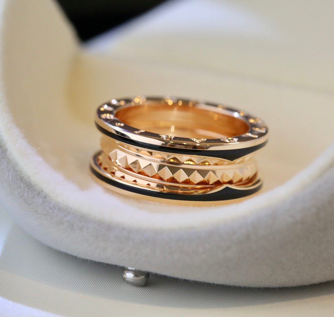 [Lume Jewelry]ZERO 1 PINK GOLD BLACK CERAMIC RING