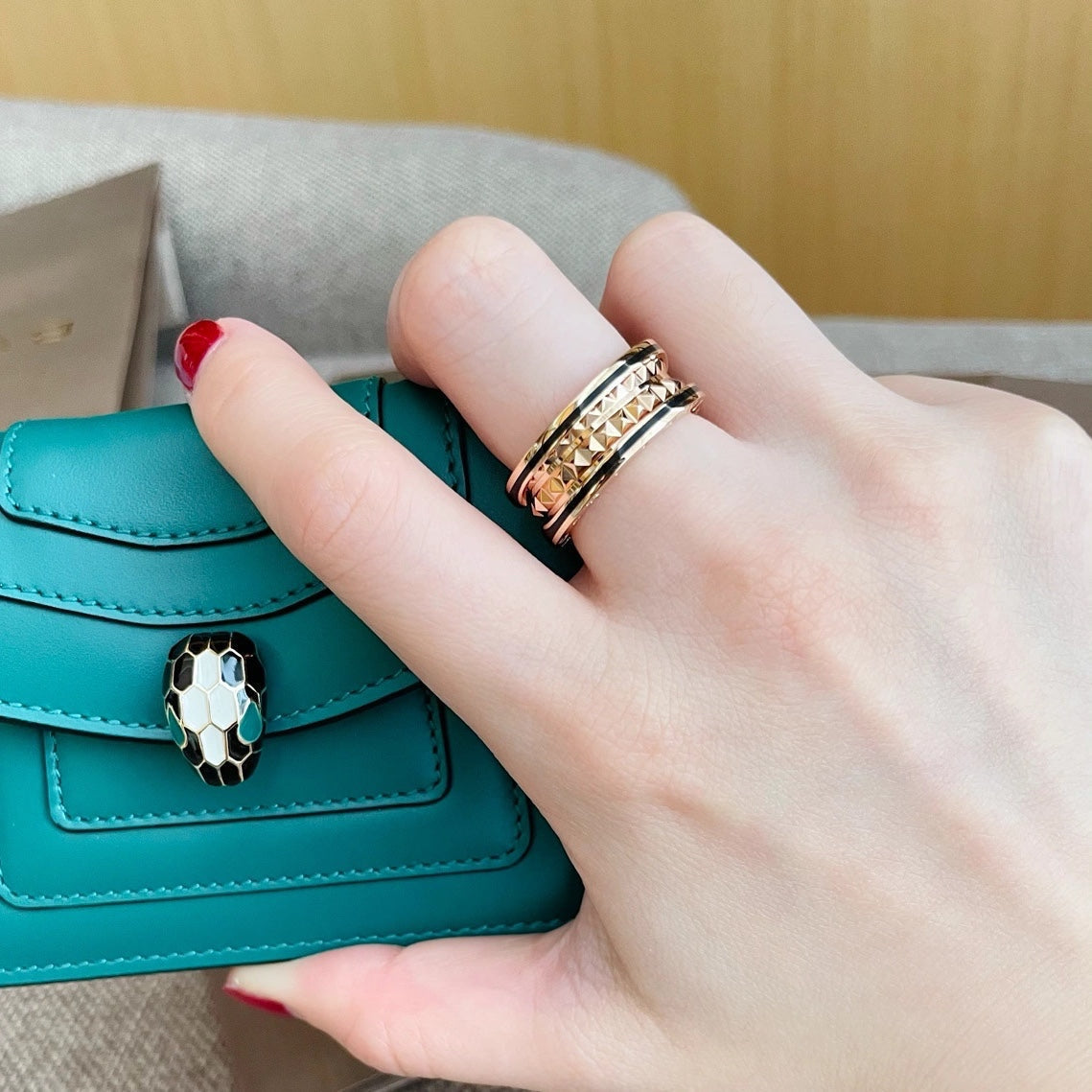 [Lume Jewelry]ZERO 1 PINK GOLD BLACK CERAMIC RING