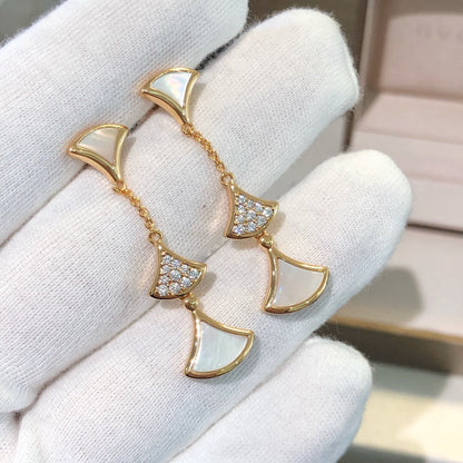 [Lume Jewelry]DREAM EARRINGS 3 MOTIFS DIAMOND MOP PINK GOLD